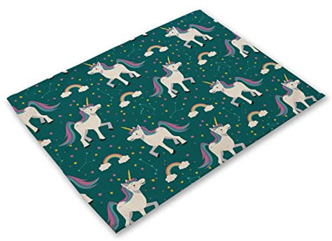 Platzdeckchen Abwaschbar Einhorn Platzset 8er Set rutschfest Tischsets Abwaschbar Flachs Abgrifffeste Hitzebeständig Schmutzabweisend Platzsets für Küche Speisetisch