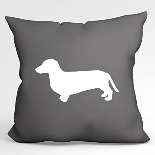 Huuraa Zierkissenbezug Dackel Silhouette Geschenk 40x40cm Steel Grey Baumwolle Dackel Dekoration