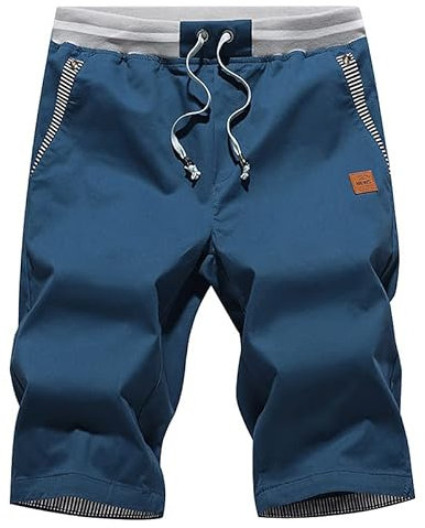 Tansozer Kurze Hosen Herren Shorts Herren Sommer Chino Gummizug Pfauenblau M