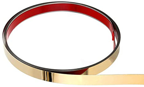 Btstil Molding & Wall Trim Self-Adhesive, Flexible PVC Gold Metalized Mirror Like Finish Decorative Trim for Ceiling, Wall, Mirror, Corner, Wardrobe, Cabinet, Peel and Stick Design