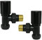 NRG Manual Valves Angled Round Head Black Towel Rail Designer Radiator Valves One Pair