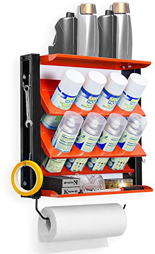 Ultrawall Spray Can Holder Rack With Paper Towel Holder, Steel Wall Mounted Spray Bottle Holder, Garage Wall Mount Shelf, Utility Storage Rack, Tool Storage Rack, Holds 100 lbs