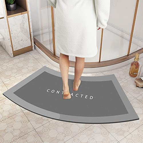 DASJD Gebogene Duschmatte rutschfest, Duschvorleger Eckdusche Runddusche SaugfäHige, Badematte Fächerförmig Waschbar Perfekt an Eine Runddusche Anpasst,Grau,45x100cm