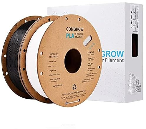 PLA 3D Printer Filament, 3D Printer PLA Filament 1.75mm, Dimensional Accuracy +/- 0.02 mm, 1KG Spool PLA Black and White