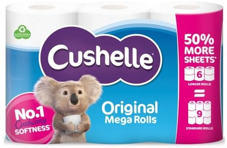 CUSHELLE Original Toilet ROLL (6r=9r) 270sht 9pk (Pack of 1)