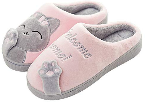 Meik Mangni Chaussons Femme Hiver Chaud Fourrés Pantoufles Homme Confort Mémoire Peluche Slippers Coton Chaussures pour la Maison Antidérapantes Chaussures D'Intérieur,Rose,Taille 40/41 EU