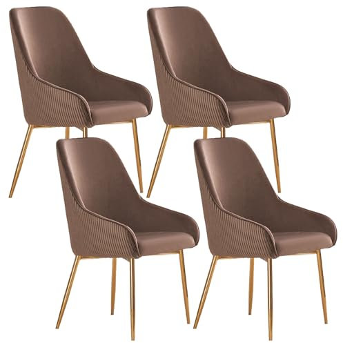 Getuftete Esszimmerstühle 4er Set, Samt gepolsterte Esszimmerstühle mit hoher Rückenlehne und Ring Pull Trim, Lounge Beistellstühle für Küche/Schlafzimmer/Wohnzimmer/Laden