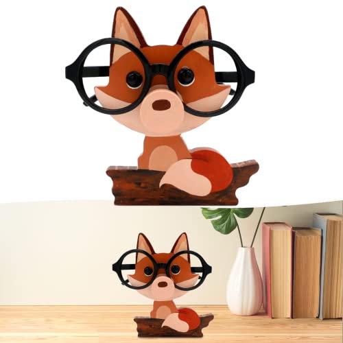 IPVSML Glashalter aus Holz, Fuchs, kreativ, niedlich, Haustier-Brillen-Halter, Ständer, handgefertigter Sonnenbrillen-Präsentationsständer für Desktop-Zubehör, Heimbüro-Dekoration, Geburtstags- und