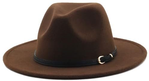 HEYANN Klassische Fedora mit breiter Krempe und Gürtelschnalle - Unisex Filz Trilby Panama Hut für Damen und Herren