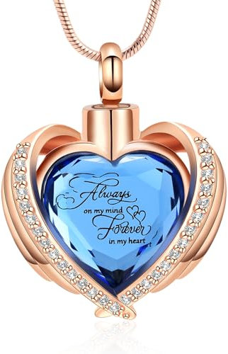 Minicremation Urnen-Schmuck für Asche – Kristall-Herz-Urnen-Halskette mit Mini-Andenken, Urne, Gedenk-Aschenschmuck, Edelstahl, Zirkon