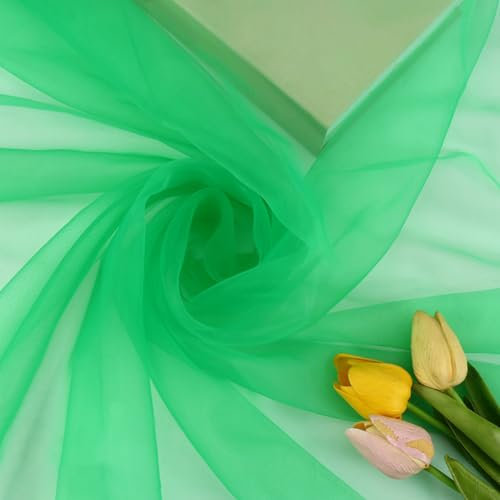 Wambere 100cm×150cm Stoff aus Organza,Tüllstoff Tüll Meterware Tüll Dekostoff Tulle Fabric für Nähen DIY Basteln Kleidung Hochzeitskleider Party Geburtstag Hochzeit Hintergrunddekoration,Grün