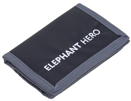 Elephant Geldbörse Kinder Portemonnaie Hero Signature Wallet Schlüsselkette Börse Mädchen Jungen Ausweishülle Geldbeutel Schülerbörse Purse (Color Block Schwarz Athrazit 13043)