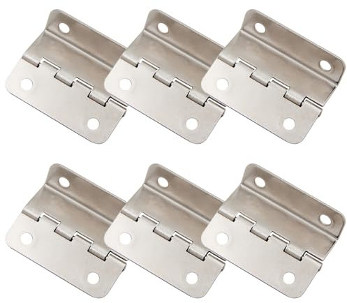 Lot de 6 charnières demi-surface - Charnières de porte décalées à demi-fond - Charnières rétro - Charnières de magasin pour armoire, meuble - Triple pliage - Argenté