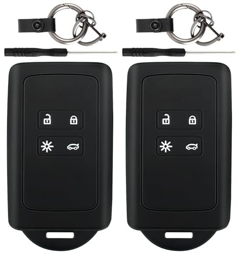 2 Pièces Étui en Silicone Souple pour Clé de Voiture - Protection Contre Chutes, Eau et Rayures - Compatible avec Clio, Espace 5, Master Bus, Talisman, Megane, Scenic, Kadjar(Noir)