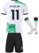 Hawkara Mo Salah #11 Auswärts Fußball Kinder Trikot 2023/2024 Auflage Shorts Socken Set Jugendgrößen (Weiß/Grün,16)