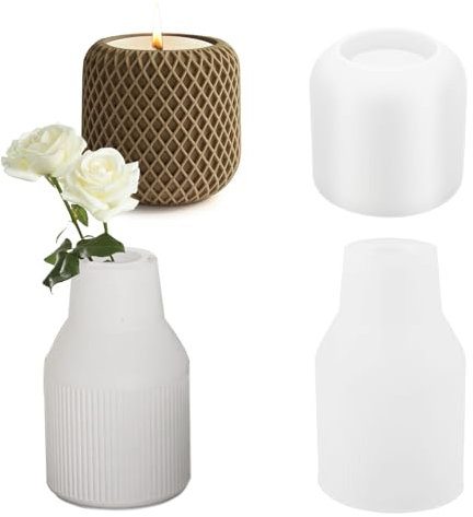 2 Stück Silikonformen Gießformen Kerzen, 3D Silikonform Vase, Gießformen für Beton, DIY Vases Epoxidharz Formen, Gips zum Gießen