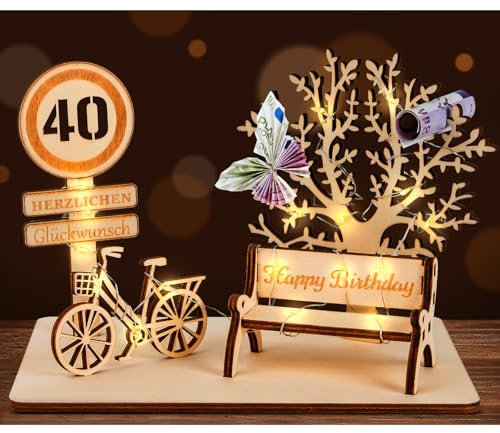 I LOVE MOM Geldgeschenk Geburtstag Holz, Fahrrad Geschenk, DIY Dreidimensionale Bäume Sitzbank Deko Zahlen für Geschenke, Hochzeiten, Partys, Geburtstage, Jubiläum (GYY-40)