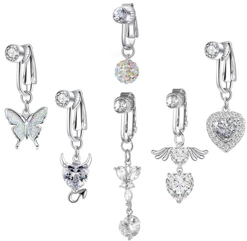 BDSHUNBF 6 Faux Piercing Nombril Clip Piercing Nombril Percing Au Nombril, Piercing Nombril Anneau Percing Nombril, Corps Piercing Bijoux Barbells, Nombril Bijoux De Piercing Au Ventre Pour Femme