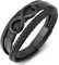 COOLSTEELANDBEYOND Schwarz Edelstahl Infinity Liebe Number 8 Freundschaft Drei Stränge Schwarz Geflochtene Leder Armreif Armband