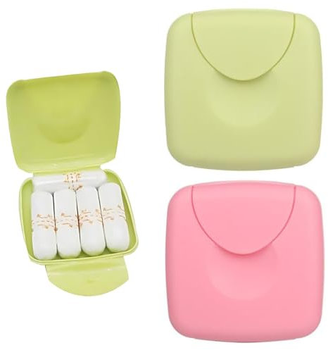 UYVPAER 2 Stück Tragbare Damen-Aufbewahrungsbox, Tampon Aufbewahrung, Kondom Aufbewahrungsbox(Rosa)