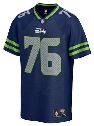 Seattle Seahawks NFL Jersey Trikot T-Shirt Shirt ** Core Foundation ** (DE/NL/SE/PL, Alphanumerisch, L, Regular, Regular, Athletic Navy/Bright Green)