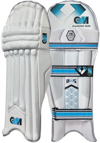 GM | Cricket Batting Pads | Ben Stokes Diamond 606 | Traditional Cotton & Cane | 1 Pair | White | Gunn & Moore