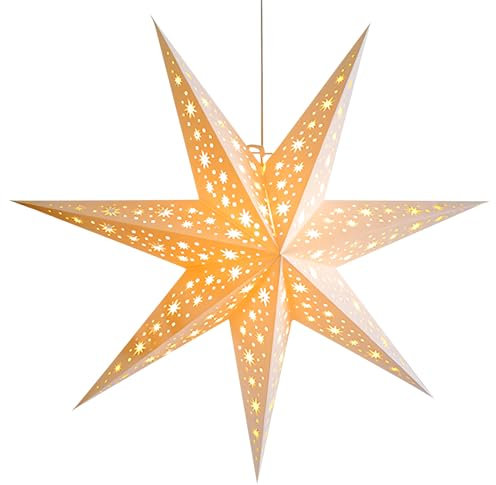 Beleuchteter Weihnachtsstern LED – 45 cm Papierstern für Innenfenster – Ideal als Weihnachtsdeko, Leuchtstern für Wohnräume, tolle Lichterkette für die Winterdeko (Stil 1)