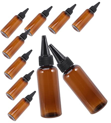 FRCOLOR 10pcs Squeeze Bottle Applicator Oil Applicator Nozzle Squeeze Bottle Applicator Bottle for Hair Oil Dispenser for Hair Empty Refillable Applicator Bottles Oil Bottles Brown Plastic