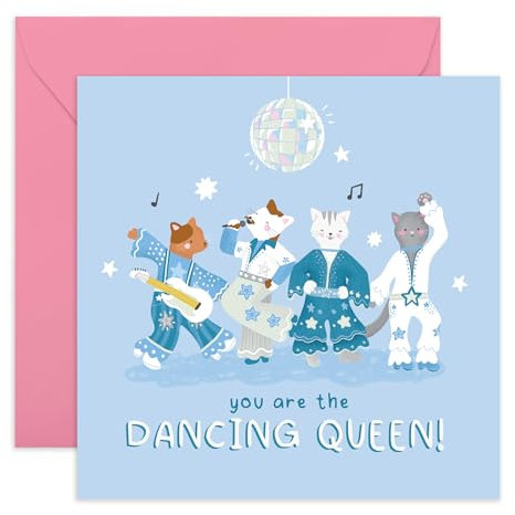 Central 23 Geburtstagskarte Disco-Tanz – You Are the Dancing Queen Abba Cats – Geschenke für Tante, beste Freundin, Schwester, Cousin, Mama – Let's Dance – kommt mit Aufklebern