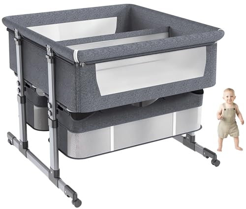 Musik Babyschaukeln für Kleinkinder, Baby Stubenwagen Nachtschläfer elektrisches Timing Schaukelbett, Baby Stubenwagen mit Fernbedienung, Beistellbett Baby, Convertible Faltbare Babybett Co-Sleeping