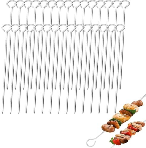 Edelstahl-Metallspieße, 30 cm, für Ofen, Grill, Kabob, Rotisserie, Fleisch, Gemüse, 30 Stück