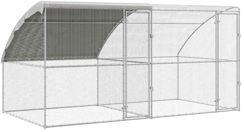 vidaXL Hühnerkäfig 2 STK. Silber 400 x 200 x 200 cm Stahl und PE
