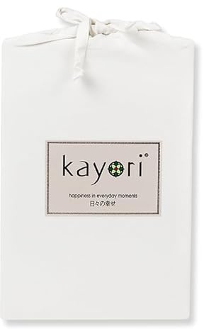 Kayori Kai Spannbettlaken 100% Baumwolle Offwhite 80-90x200 cm, Matratzenhöhe bis 35cm, Bügelfrei Pflegeleicht