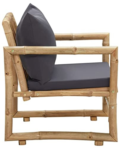 Klassisches Bambus-Gartenstuhl-Set, 2-teilig, Hervorragende Wetterbeständigkeit, Bequeme Lese- und Entspannungsstühle, Tropisches Flair für die Außendekoration, Lieferung mit (Grau)