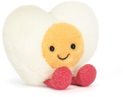Jellycat Amuseables Cœur en peluche œuf à la coque, 7,6 cm de hauteur assise