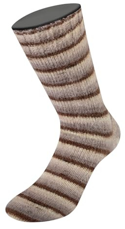 LANA GROSSA Cosy Socks Soft Stripes | Flauschiges Sockengarn mit besonderem Druckeffekt | Handstrickgarn aus 70% Schurwolle & 30% Polyamid | 100g Wolle zum Stricken & Häkeln | 400m Garn FB 103