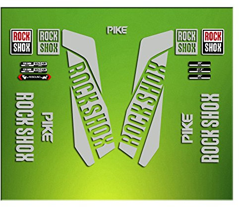 Pegatinas HORQUILLA Rock Shox Pike 2016 ELX27 Stickers Aufkleber AUTOCOLLANT ADESIVI Bicicleta Cycle MTB Bike 26 Y 27.5 Plata/Silver