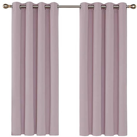 Deconovo Verdunkelungsgardinen mit Ösen Thermogardine Kälteschutz Gardinen Blickdicht, 180x140cm(HöhexBreite), Hellpink, 2er Set