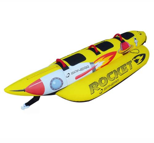 SPINERA Rocket 2 | 3 | 4 – Towable Banana Tube für 2–4 Personen – aufblasbares Wassersport-Fun-Tube – Neopren-Handgriffe, robuste Nylonhülle, 3-Kammern-System. Fun Tube (Rocket 3 Pers.)