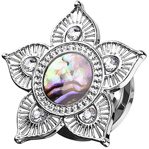 Piersando Ohr Plug Piercing Ear Flesh Tunnel Ohrpiercing Edelstahl Vintage Tribal Ethno Seeohr Muschel Sonne 8mm