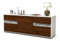 Stil.Zeit TV Schrank Lowboard Andrea, Korpus Weiss matt, Front Holz Design Walnuss (135x49x35cm), Push to Open Technik & Leichtlaufschienen