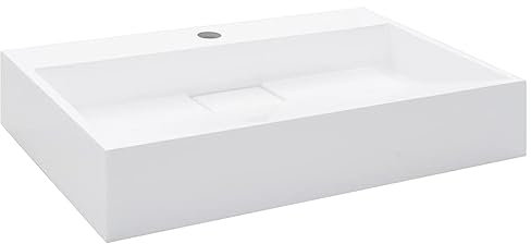 vidaXL Waschbecken mit Wasserhahnloch Waschtisch Waschschale Aufsatzwaschtisch Hängewaschbecken Hängewaschtisch 60x38x11 cm Mineralguss Gussmarmor Weiß