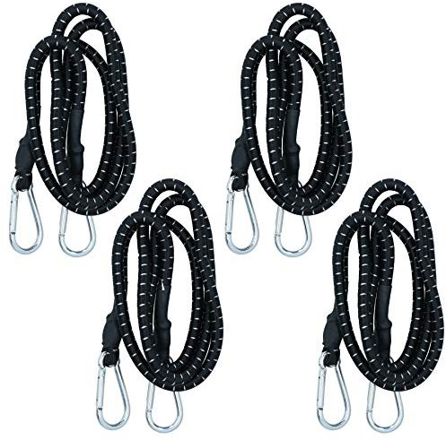 60” Bungee Strap with Metal Carabiners Hook Tie Down Fastener Holder 4pc