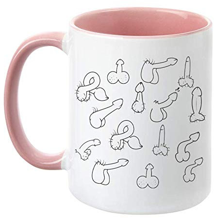TassenTicker - Penis Tasse - beidseitig Bedruckt - lustig - Motiv Tasse - pimmel Tasse - Büro - Geschenkidee (Rosa)