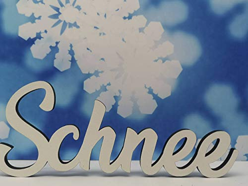 KE-Partyzubehör Schriftzug Schnee aus Holz in weiß Winter-Zeit