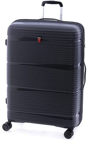 GLADIATOR Großer Koffer 0812 Polypropylen, 70 cm, 4 Doppelrollen, TSA, ausziehbares Modell, Schwarz, Sport