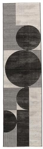 RugVista, Deco, Teppich, Kurzflor Teppich, 80 x 300 cm, Läufer, Modern, Oeko-Tex Standard 100, Polypropylene, Flur, Schlafzimmer, Küche, Wohnzimmer, Schwarz/Sand, Schwarz