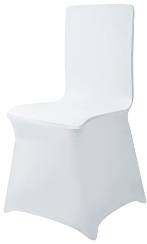NAIZY 100 Stück Stuhlhussen Universal Stretch Stuhlbezug Weiß Stuhl Hussen Schleifenband Stuhlhussen für Festen Hochzeit und Feiern, Weiß 100 Stück