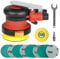 3 inch Mini Palm Air Sander, 3/32 Orbit, MAX12,000 RPM, Random Orbital Pneumatic Polisher with 10 sandpapers and 1 extra hook-loop backing pad (3inch)