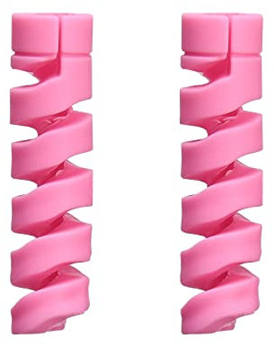 BestAlice 20 PCS Charger Cable Saver, Flexible Spiral Tube Wire Management Organizer Protective Cord Sleeve, Silicone Cable Wire Protector, Pink